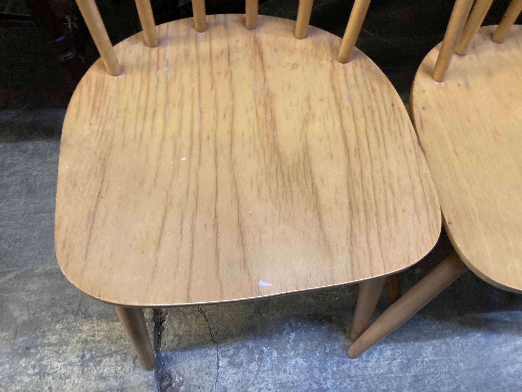 A set of six ZPM Randomsko mid century chairs